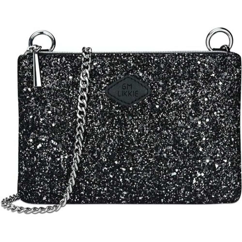 Clutch Purse for Women, Crossbody Glitter Evening Bag, Sequin Handbag Black